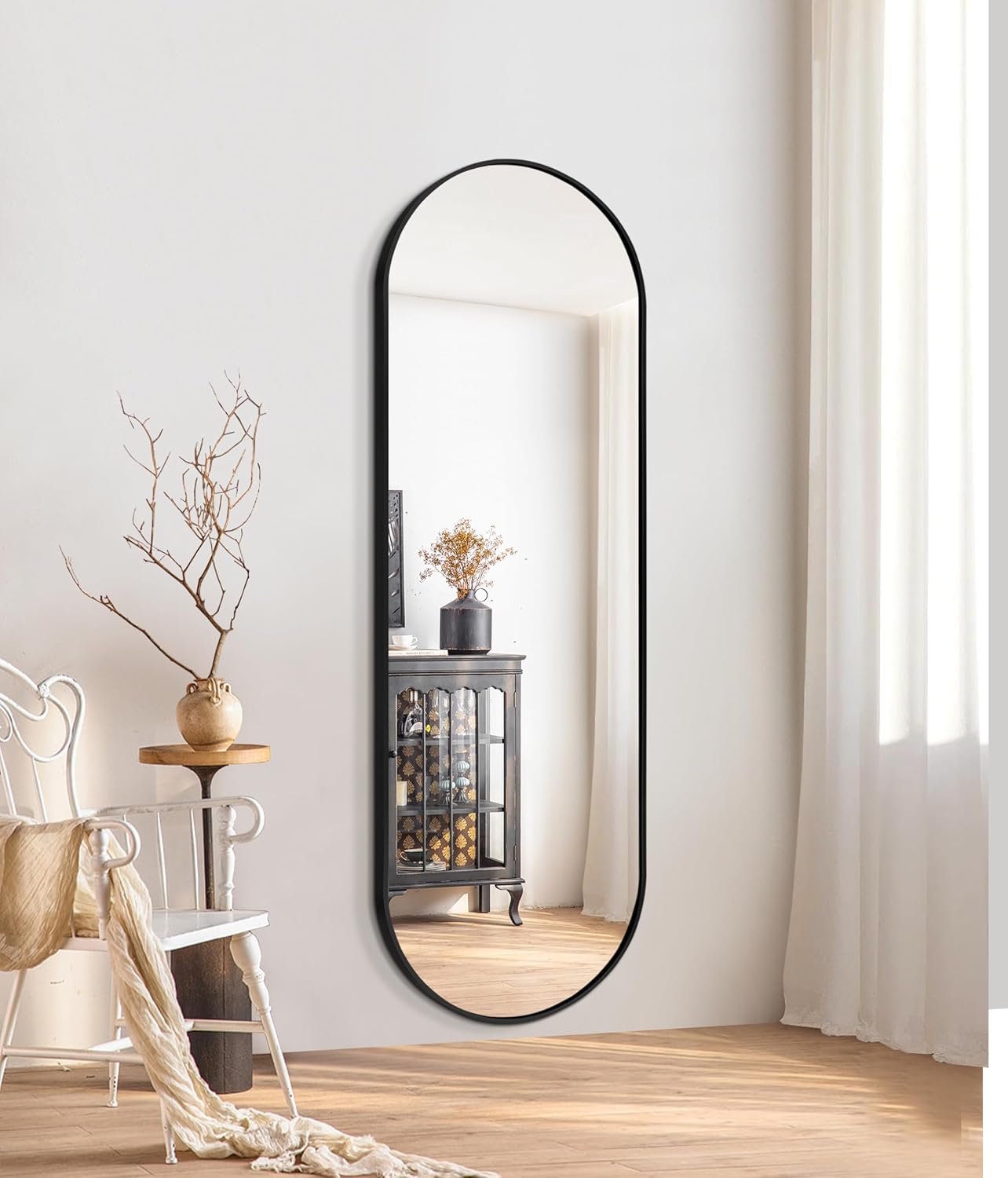 Niccy 165 x 55 cm Oval Full Length Mirror, Simple and Classic Wall