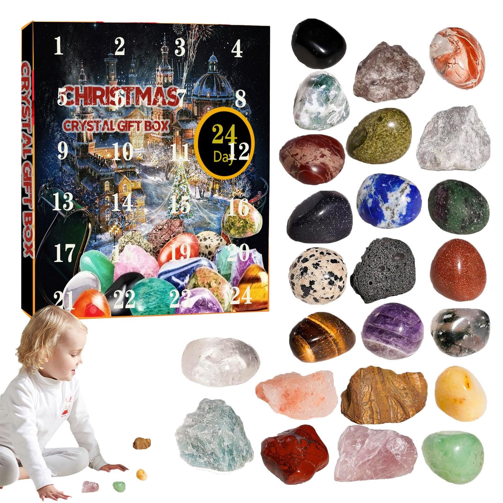 YabauuopChristmas Countdown Calendar,Christmas Multifunctional Countdown Calendar - Holiday, Collectible Gem Stones for Table Decor