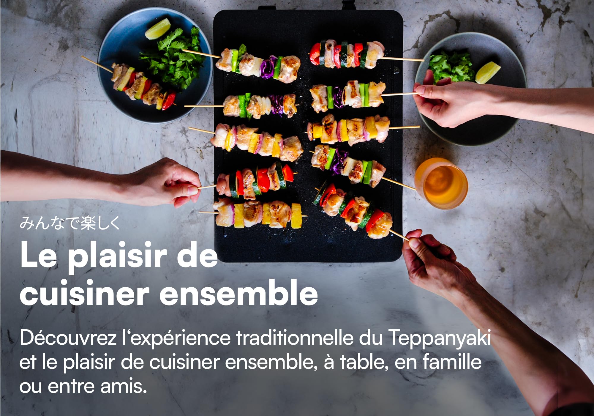 abien MAGIC GRILL – Grill japonais Teppanyaki pour intérieur/extérieur – Température jusqu’à 245 °C – Facile à nettoyer – Revêtement antiadhésif sans PFOA/PFOS