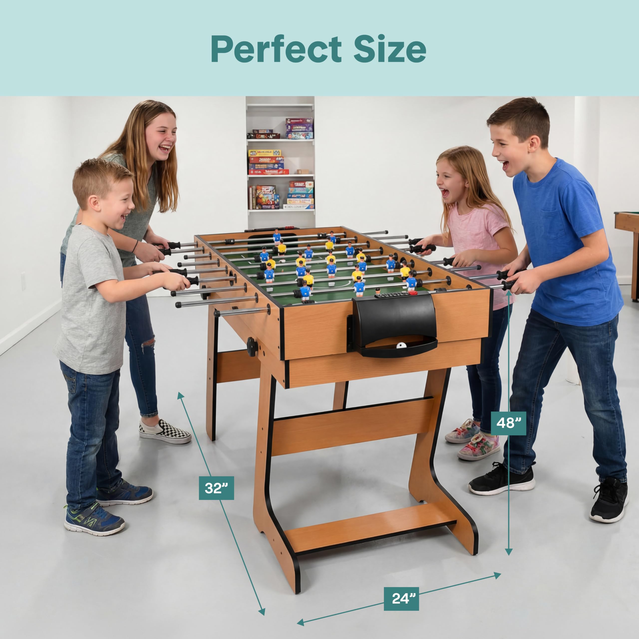 SereneLife Wielofunkcyjny stół do zabawy, 122 cm, sportowa gra zręcznościowa z akcesoriami, ping-pongiem, hokejem, bilardem, piłką nożną, piłkarzykami, wszystko w jednym, do użytku wewnątrz i na