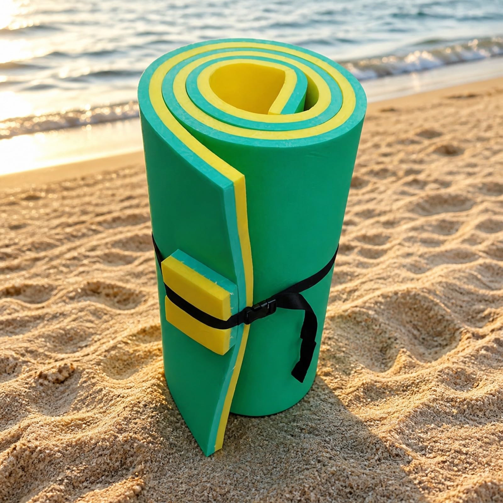 Materassino in Schiuma | Non Gonfiabile, Tappeto Gggiante in Schiuma, Durevole, Attrezzatura, per Piscina, Spiaggia, Famiglie, Giallo-, 180x55x2.2cm