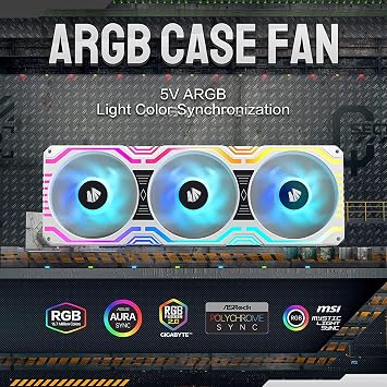Asiahorse Matrix Series Case Fan Bundle, White ARGB 360MM and 260MM All-in-One Square Frame Integrated Fan with PWM Control