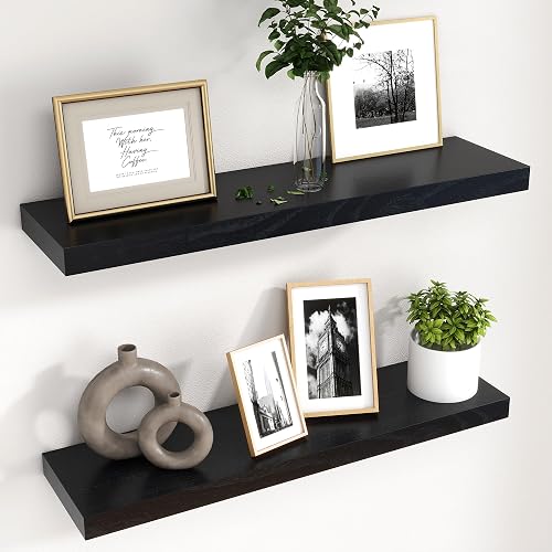 fuqing 30 Inch Floating Shelves for Wall, Black Wood Floating