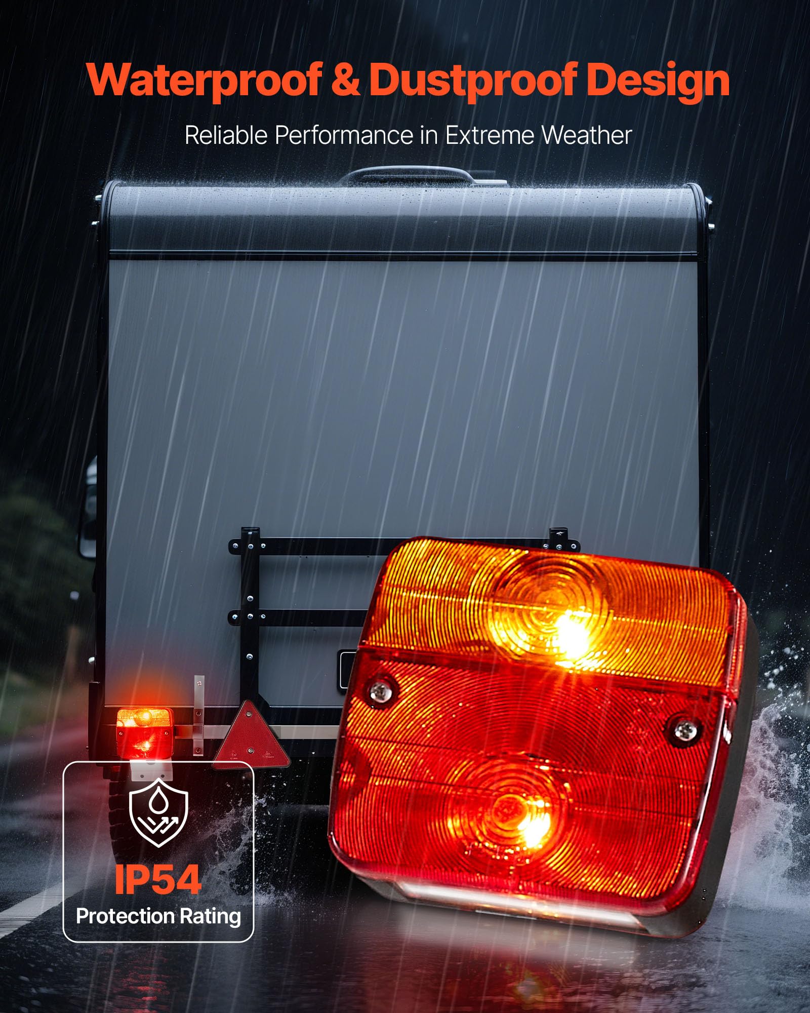 VEVOR Luces de Remolque, con Modos Luz de Freno, Giro, Trasera, Matrícula, Kit de Iluminación Impermeable y a Prueba de Polvo con Arnés de Cableado para Barco y Autocaravana, 1620 x 75 x 205 mm