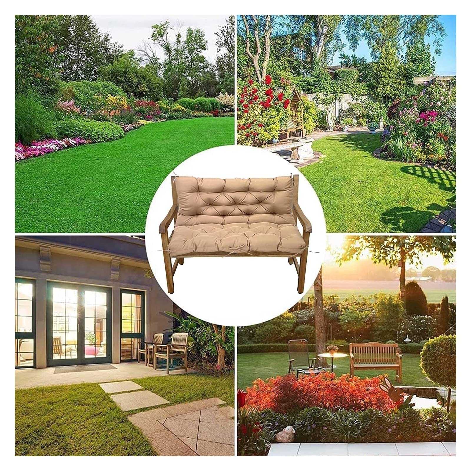 Cuscino in pelliccia da giardino per esterni, impermeabile, di ricambio, per dondolo e panca da patio, comfort di alta qualità, cuscini per panca da giardino e accessori per dondolo