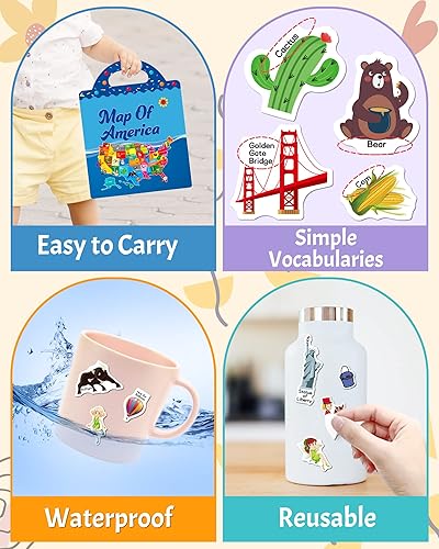 Miniatura 5 de Benresive - Libros de calcomanías reutilizables para niños de 2-4, libros para niños pequeños 1-3 y 2-4, para viaje, actividades, manualidades,