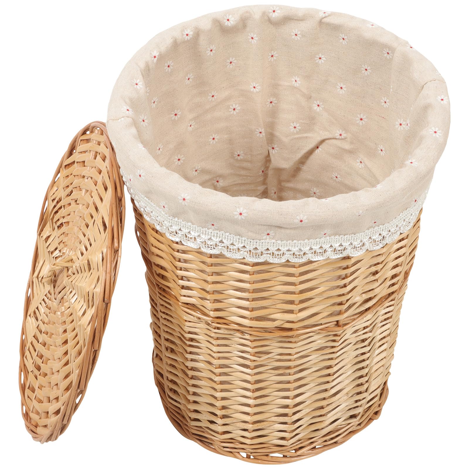Panier à linge en osier tressé main avec couvercle élégant