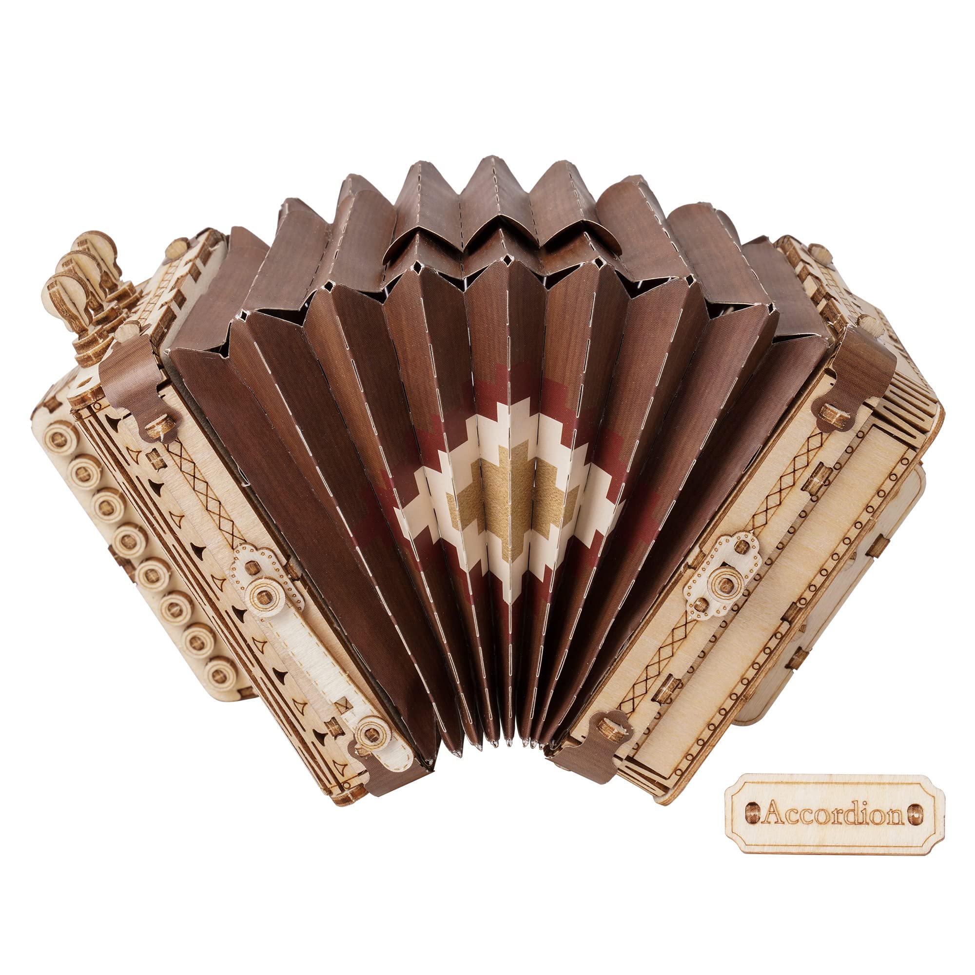 ROBOTIME 3D Miniature Wooden Models to Build Laser Cut Jigsaw Puzzle Construction Building Kits for Adults and Kids (Accordion)