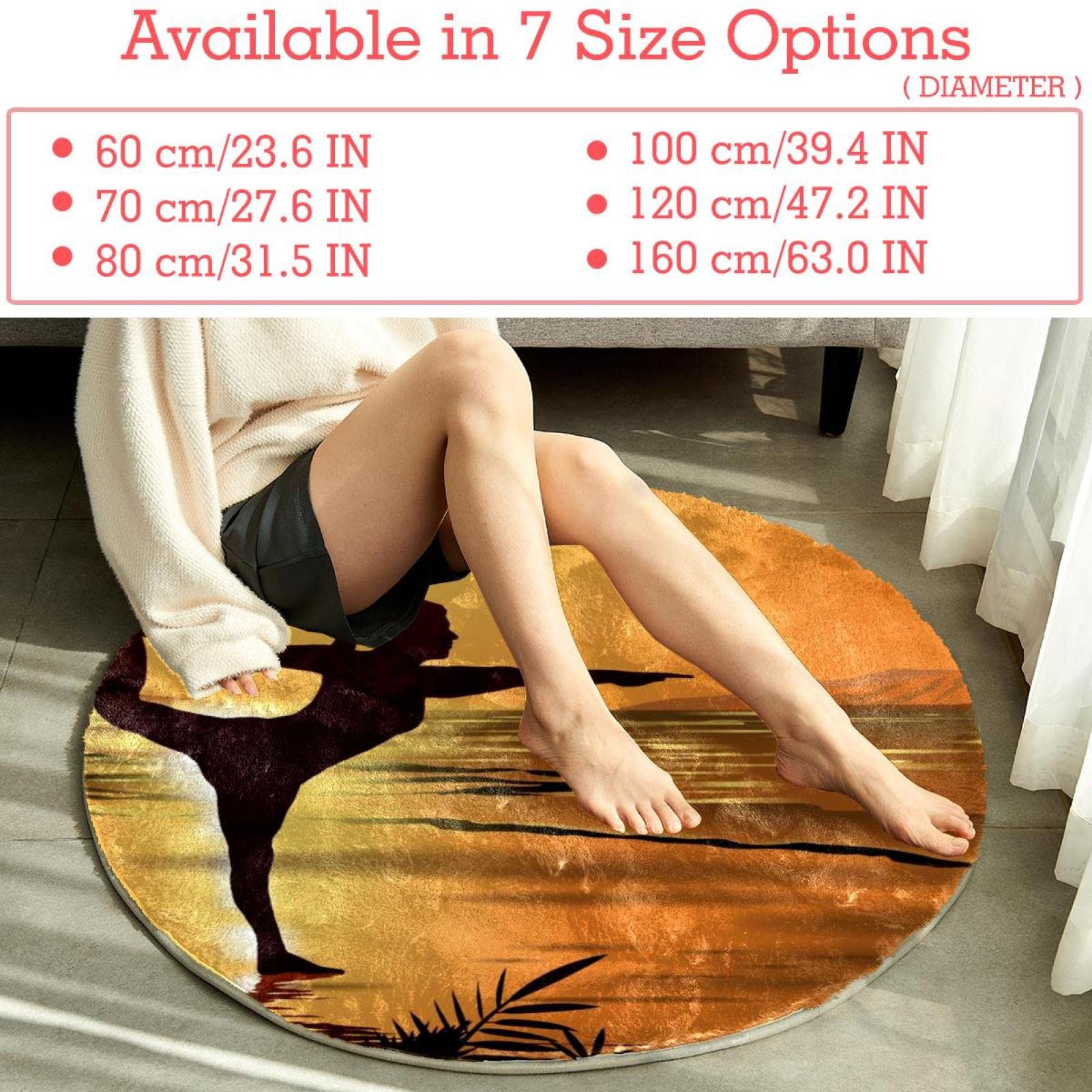 Tapis rond de yoga à poils longs doux lavable