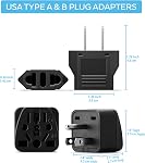Unidapt Europe to US Plug Adapter EU/UK/AU/CN/JP/Asia/Italy/Brazil to USA (Type A & B) American Travel Adapter and Converter, Wall Outlet Power Charger Converter (Black)