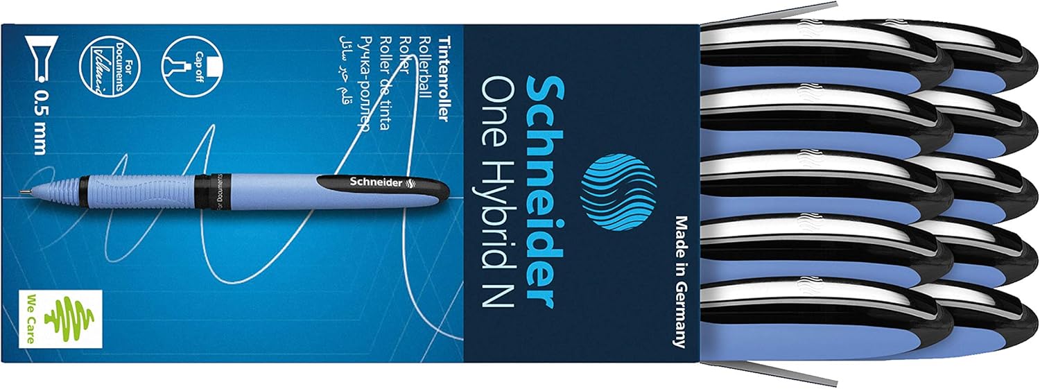 One Hybrid Gel Pen, Stick, Fine 0.5 Mm, Black Ink, Blue Barrel, 10/box