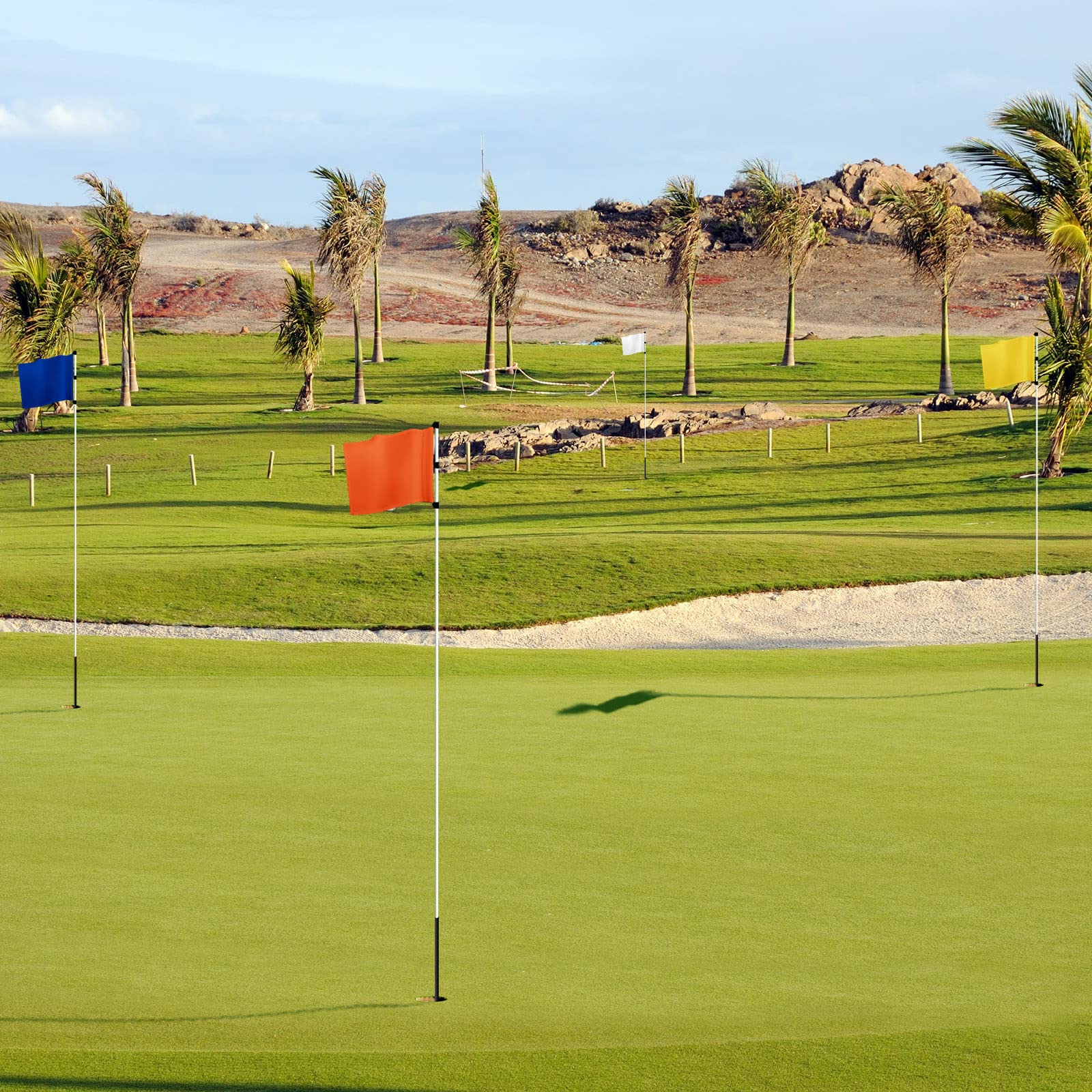 Nuenen 6 Stück Große Golfflaggen mit Eingelegtem Rohr Übergroße Golffahnen 33 x 50 cm Golf Zielflaggen Putting Grün Flaggen für Hof 420D Nylon Golfflaggen für Außen Hinterhof Garten (Mehrfarbig)