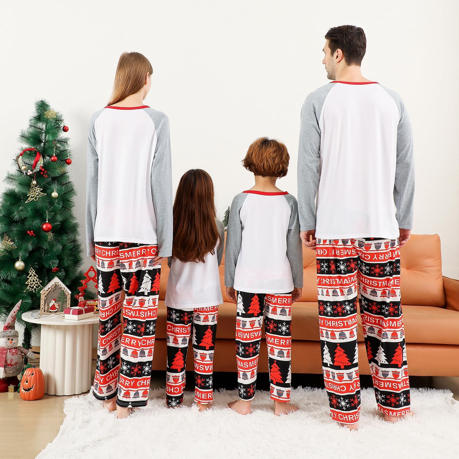 Family Christmas PJs Matching Sets, Cute Holiday Pajamas Printed Top and Pants, Xmas Jammies for Couples/Men/Women Women Large Grey Time