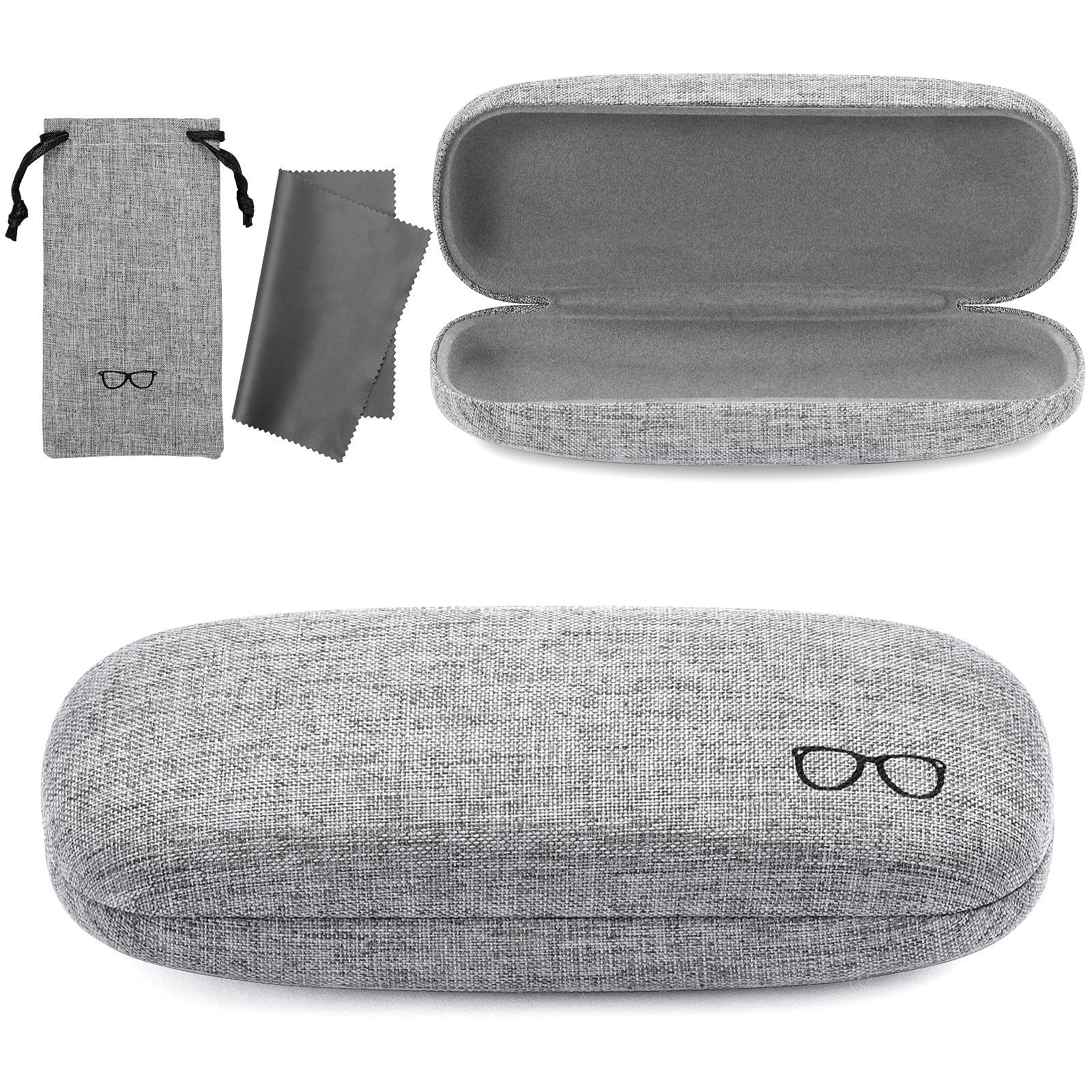 Hard Shell Eyeglasses Case Linen Fabrics Large Sunglasses Case Concise