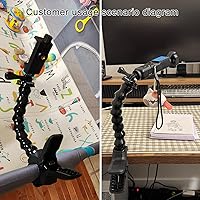 Vista 9 de Suptig - Soporte para teléfono de escritorio con cuello de ganso, clip de sujeción para poste, soporte de montaje, compatible con iPhone 16 Plus