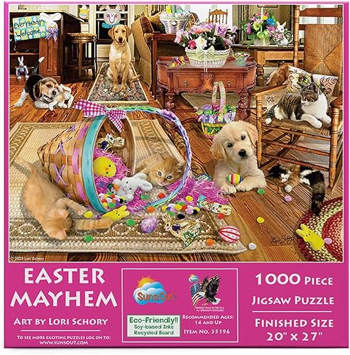 SUNSOUT INC - Easter Mayhem - Rompecabezas de 1000 piezas por artista Lori Schory - MPN # 35196