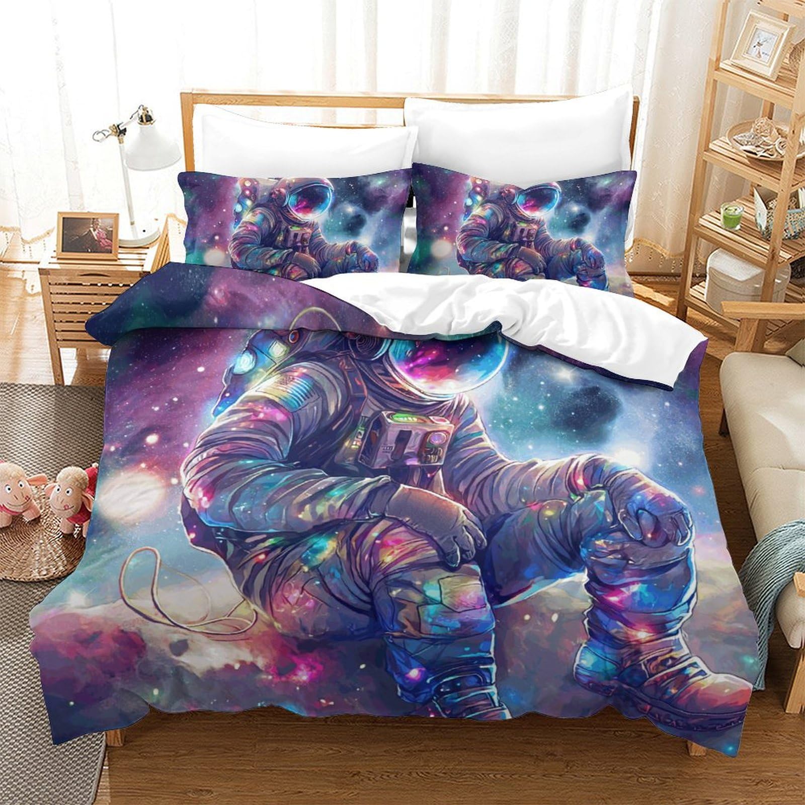 Housse de couette astronaute en microfibre douce pour transformer la chambre des ados et enfants