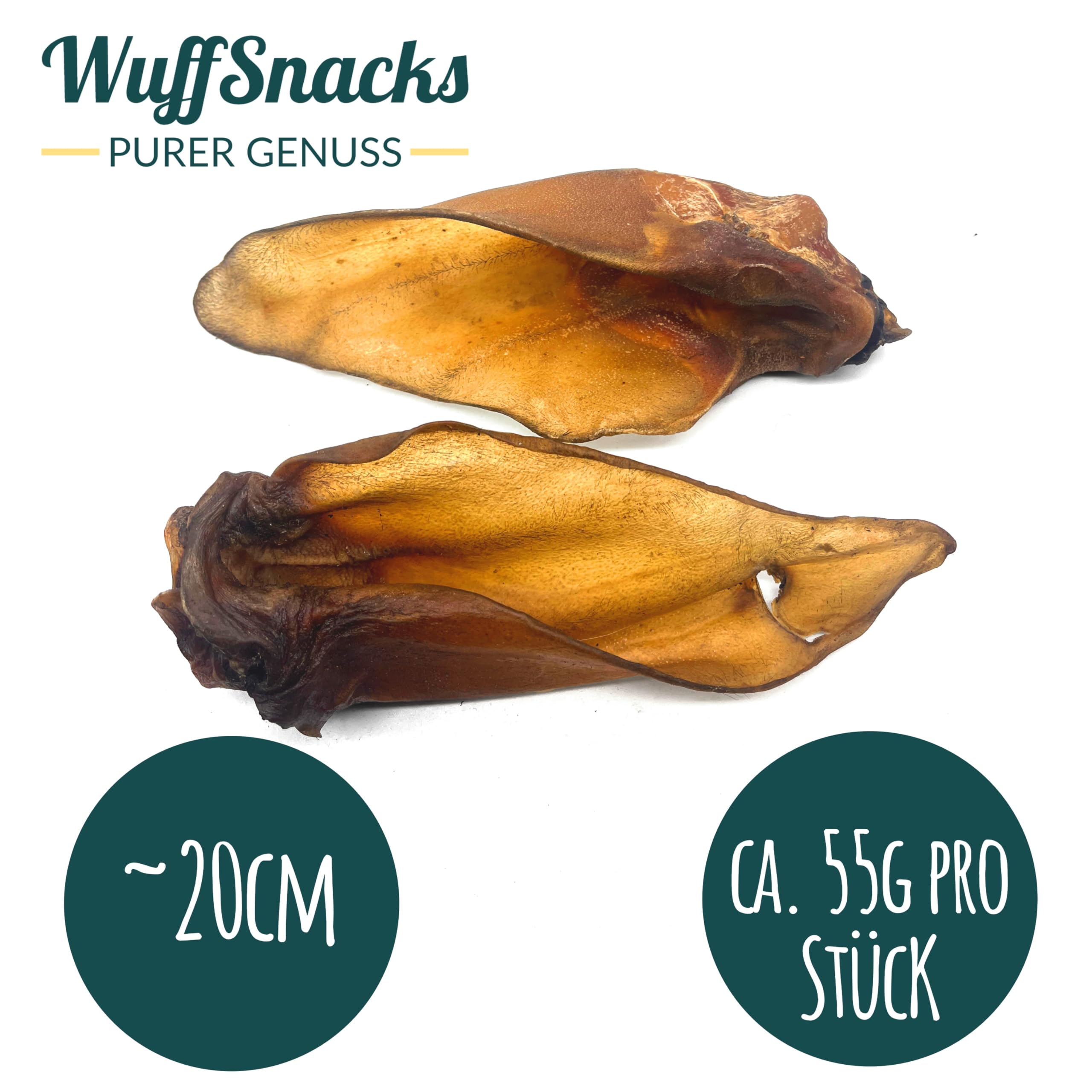 Lot de 50 oreilles de bœuf avec coquillage pour chiens - Naturelles et de qualité supérieure - Faible en gras et en protéines - Article à mâcher pour les soins dentaires de Wuffsnacks