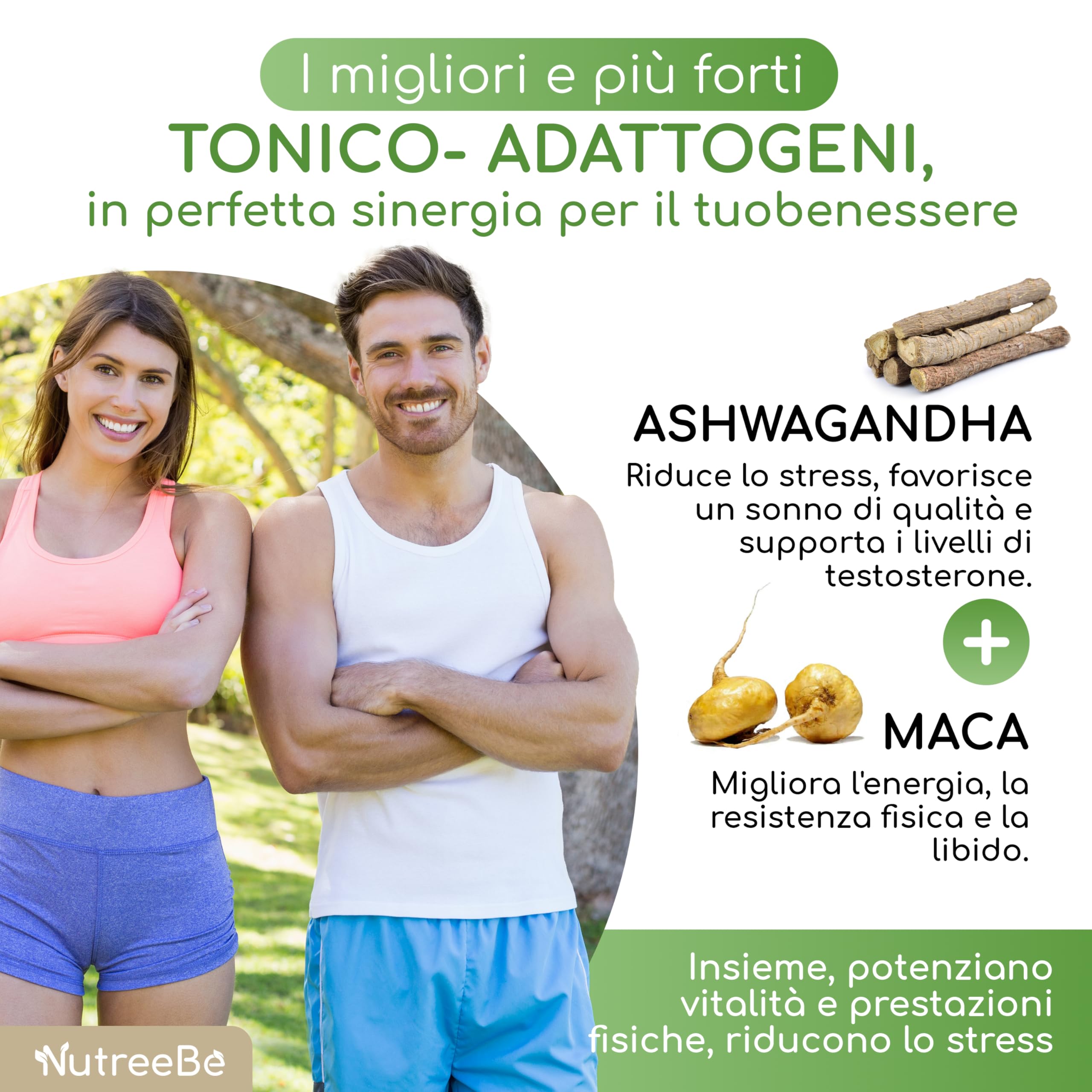 NutreeBe VitalForce - Integratore Uomo Donna a Base di Maca Peruviana, Fieno Greco, Ashwagandha (120 Capsule) Integratori Stanchezza Fisica e Mentale con Principi Attivi Naturali, Prodotto in Italia