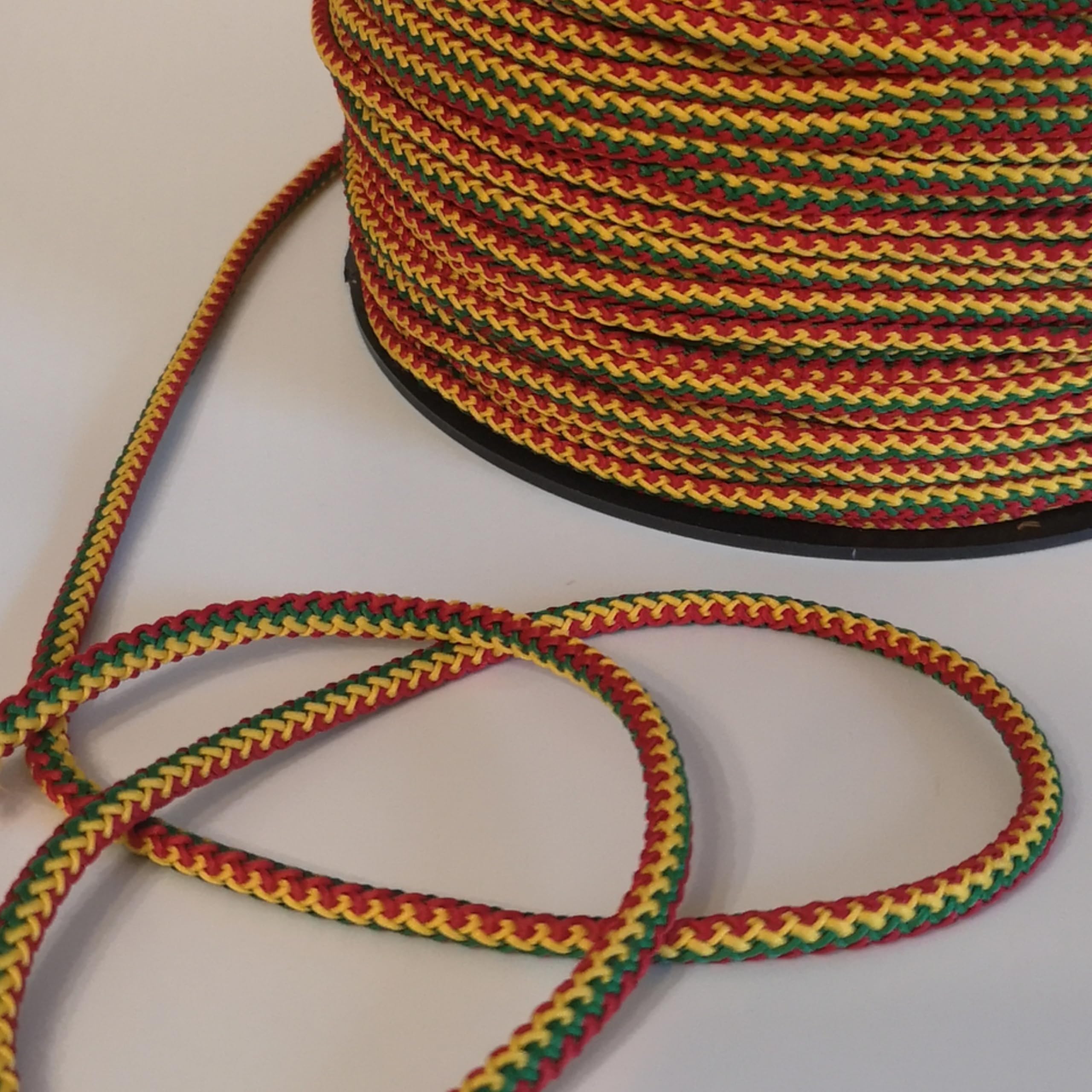 5mm Cord Drawstring Rope Polypropylene Strong String Craft Lacing Braided DIY (Red/Yellow/Green, 20 meters / 65 ft) โ image 1