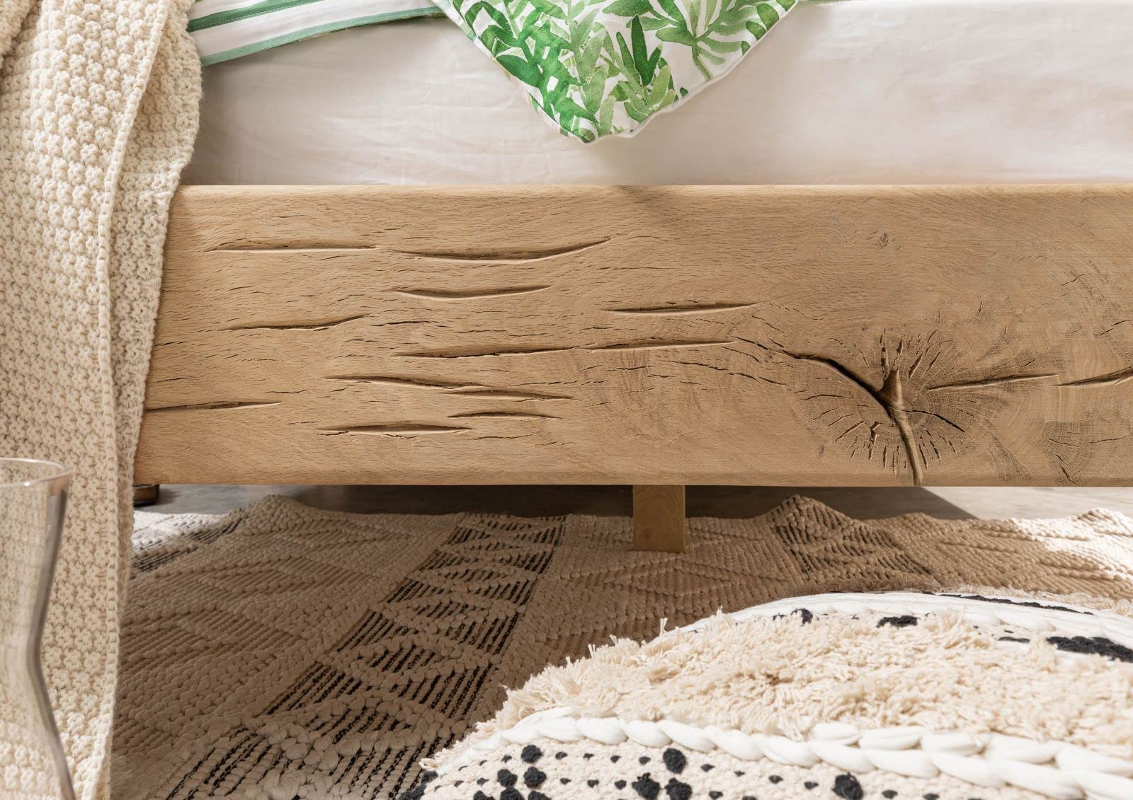 MASSIVMOEBEL24.DE|Bett Holzbett Balkenbett Massivholzbett 180x200 Eiche Holz massiv Natur geölt Oak Heart #03