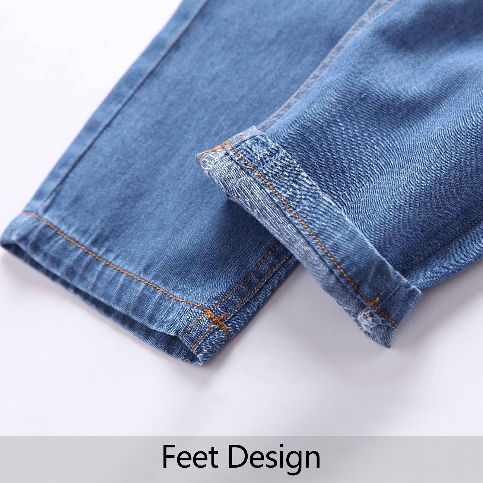 Happy Cherry Pantaloni Lunghi Bambini con Tasche Jeans Denim Stretch Vita Elastica Tuta Moda Casual 3-12 Anni