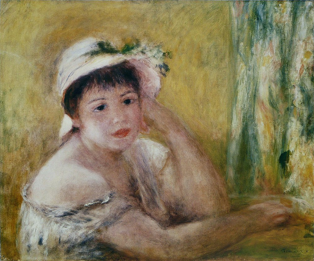 Femme au Chapeau de Paille Renoir affiche décoration murale impression semi-gloss medium