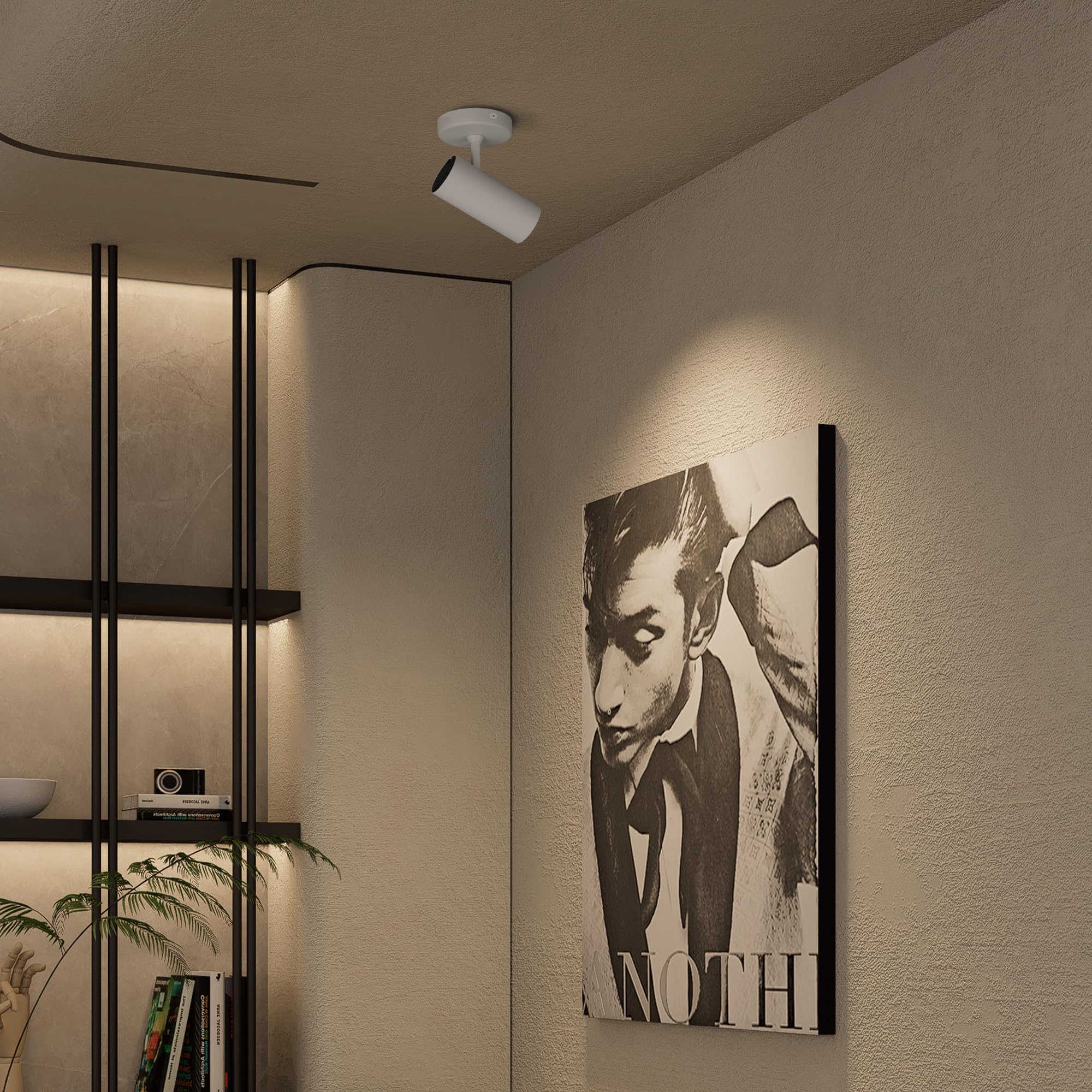 Aisilan LED Deckenstrahler 9W Weiß – Dimmbar, Schwenkbar – Moderner 1-Flammiger Deckenspot für Wohnzimmer/Schlafzimmer