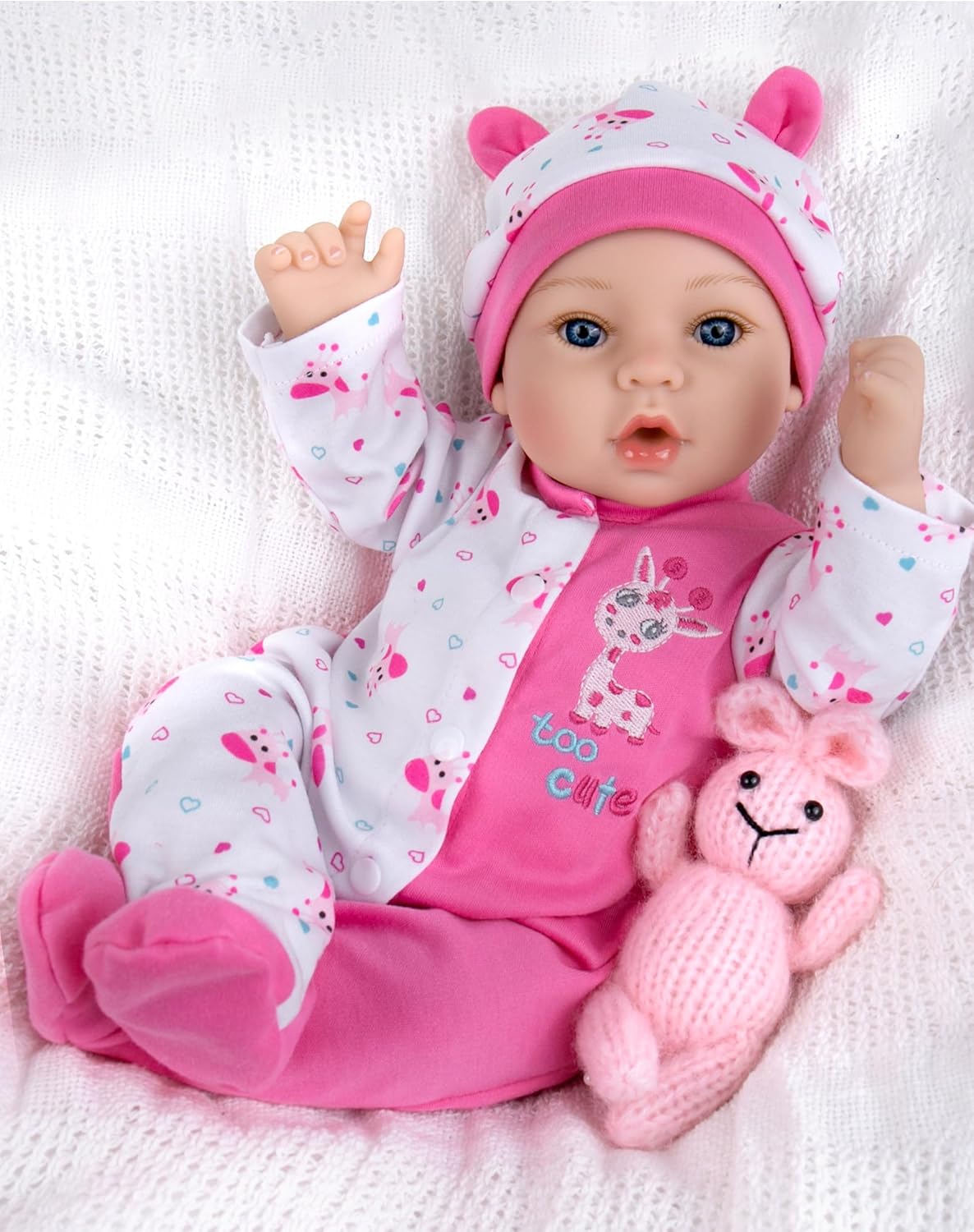 Aori Reborn Baby Dolls Girl - 18'' Realistic Newborn Baby Doll Girl with Pink Feeding Accessories - Lifelike Weighted Body for Role Play, Gift for Kids Ages 3+