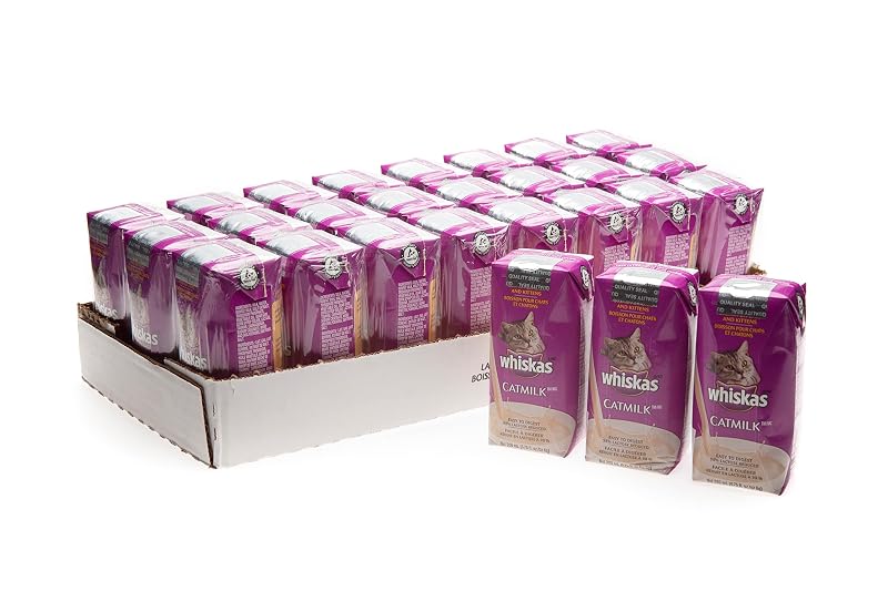 Bebida láctea para gatos e filhotes Whiskas Catmilk Plus com lactose reduzida, 8 unidades de 199 mL