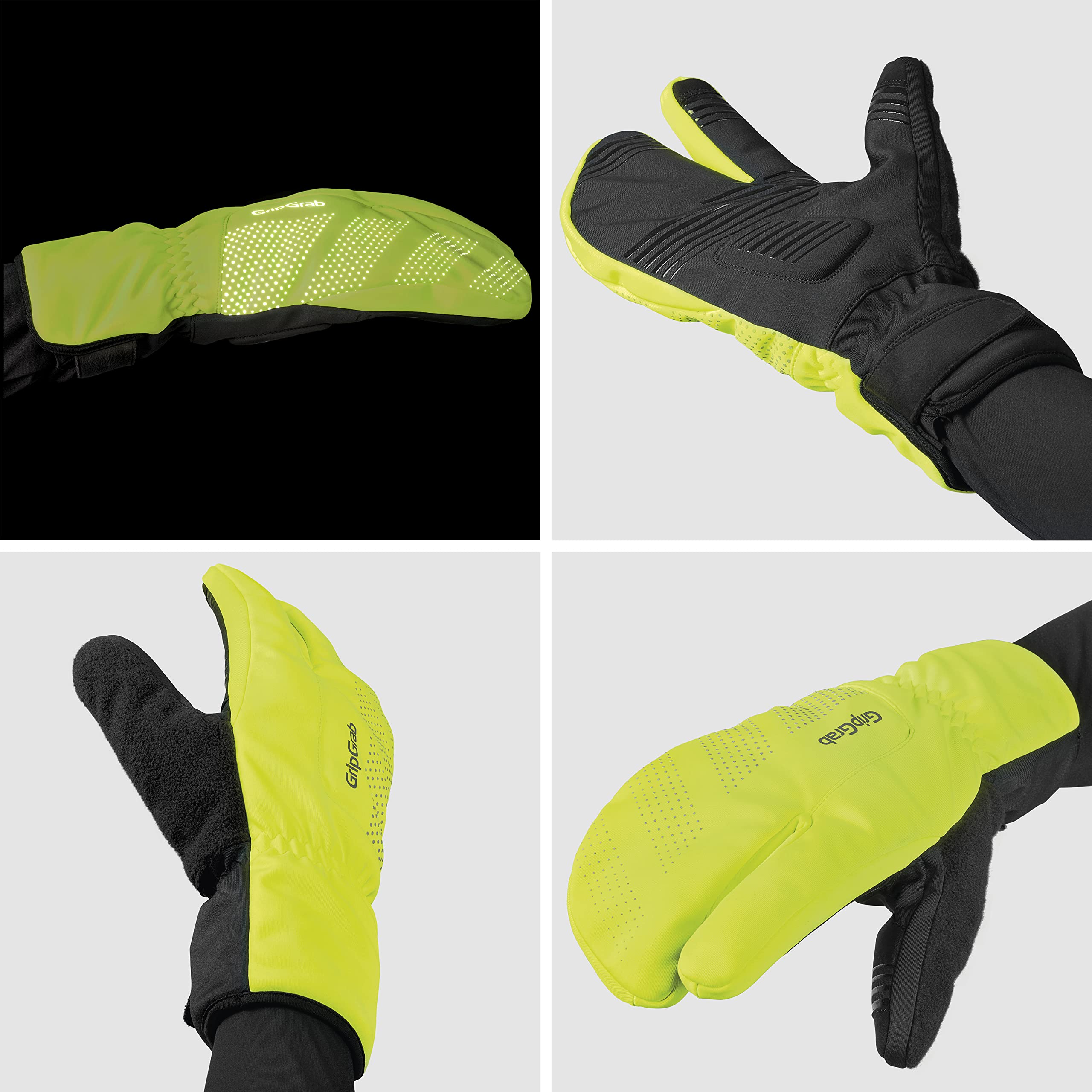 GripGrab Ride wiatroszczelne rękawiczki rowerowe z wyściółką | Konstrukcja z 3 palcami, wiatroszczelna, powłoka bez PFC, oddychalność 15 000 g/m²/24 h, nadruk silikonowy, wyściełany