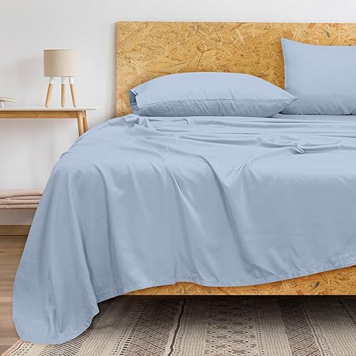Miniatura 8 de Royale Linens Sábana Plana de Algodón Peinado de Fibra Larga 100% de 300 Hilos - Súper Suave - Sábanas Superiores - Sábana Plana Tamaño King Se