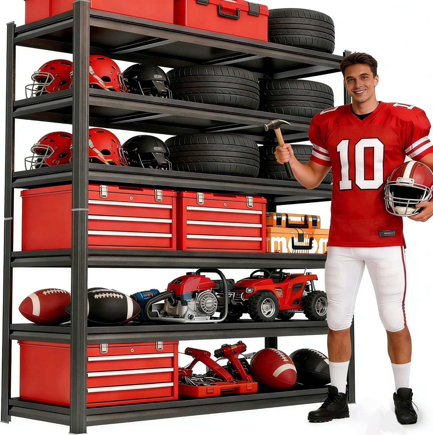 6 Tier Garage Shelving, 82" H Heavy Duty Metal Storage Shelves, 3600LBS, 2-in-1 Adjustable Industrial Utility Shelf, Upgraded Reinforced Double-Layer Columns for Warehouse, Basement, Kitchen