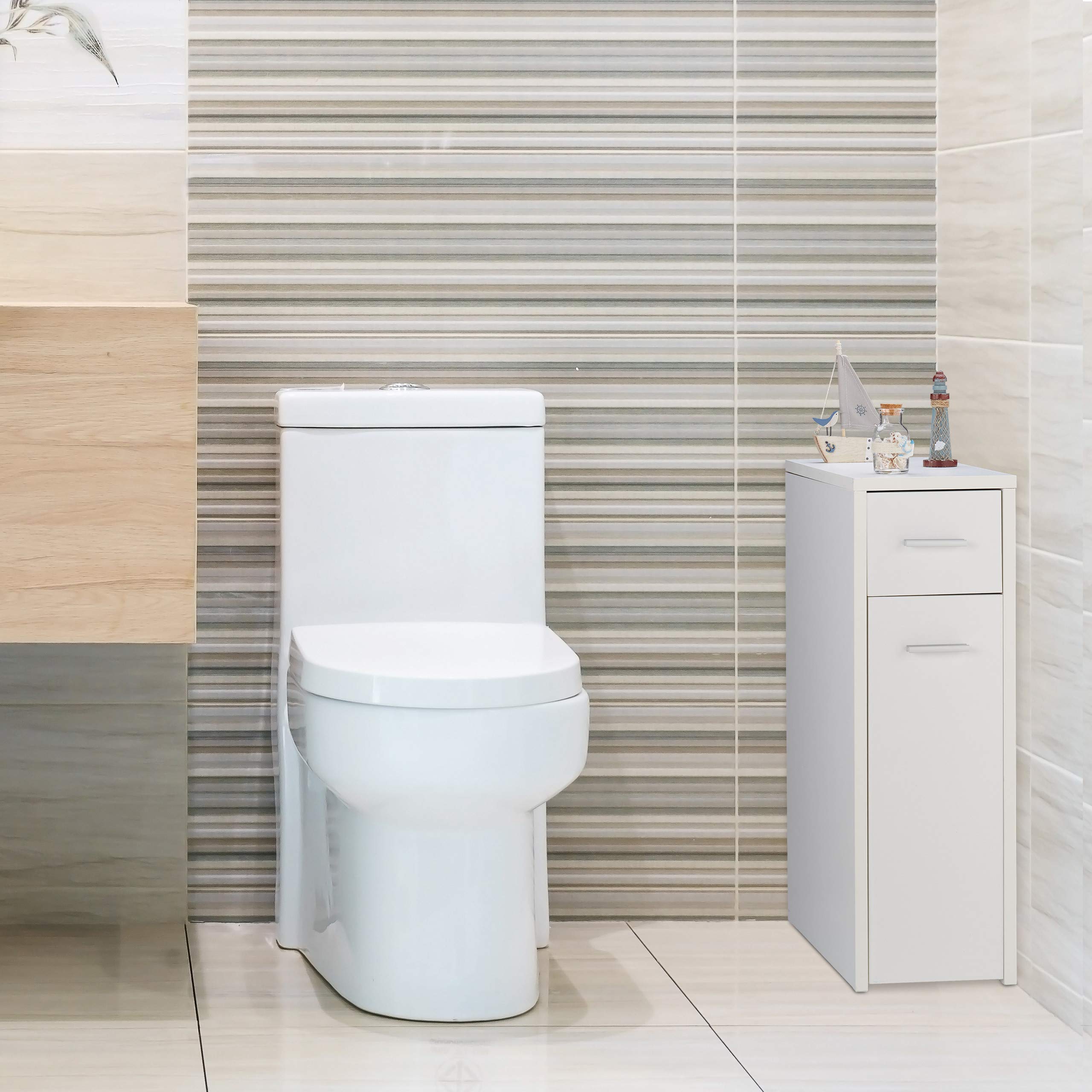 Relaxdays Mobile Salvaspazio Alto & Stretto, 2 Cassetti, Bagno, Cucina, Salotto, Compatto a Colonna,61,5x20x45 cm,bianco