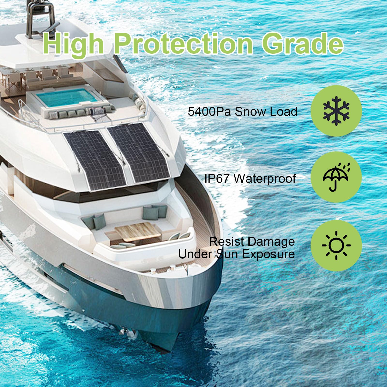 Pannello solare monocristallino flessibile da 100 W, 12 V, ultra leggero, ultra sottile, impermeabile, per camper, roulotte, barche e superfici irregolari (100 W)