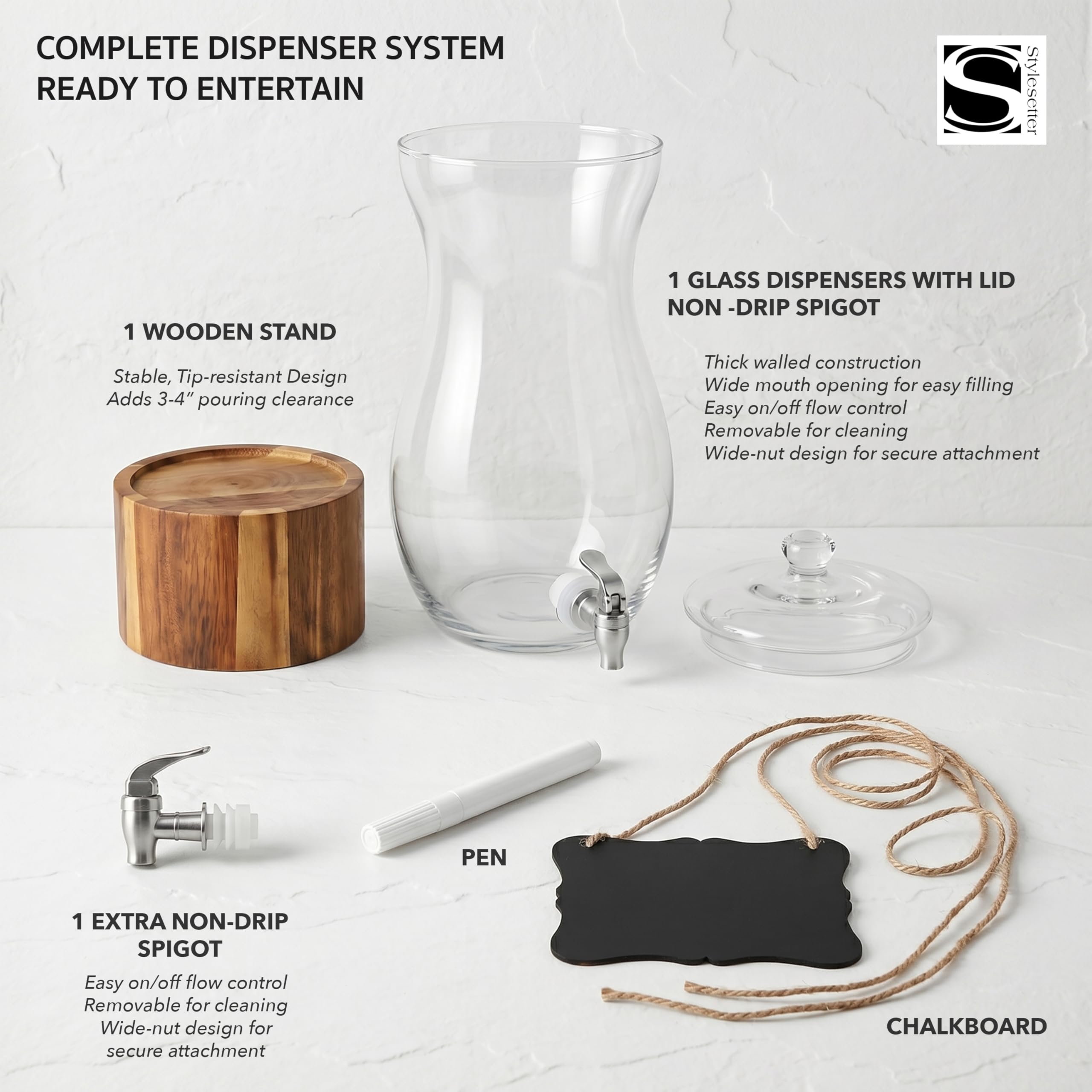 Style Setter 210767 - Dispensador de bebidas Madera, transparente