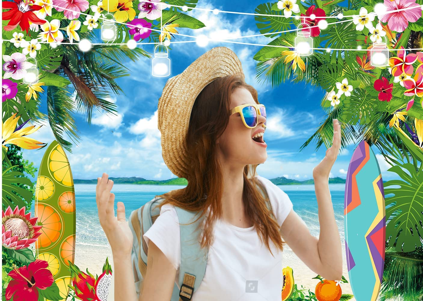 Fotohintergrund Hawaii Strand - 243,8 X 182,9 Cm, Vinyl, Für Sommer-Partys, Foto-Shootings & Deko
