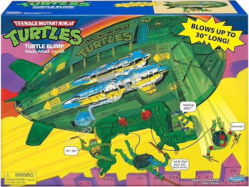 Playmates - Jouet Playset de Figurines de Tortues Ninja - TMNT - Leonardo, Donatello, Michelangelo, Raphael, Blimp des Tortues - Vert - Plastique - 4 pièces - 4 Ans et Plus - 4E+1 x 12 x 25 cm - 2