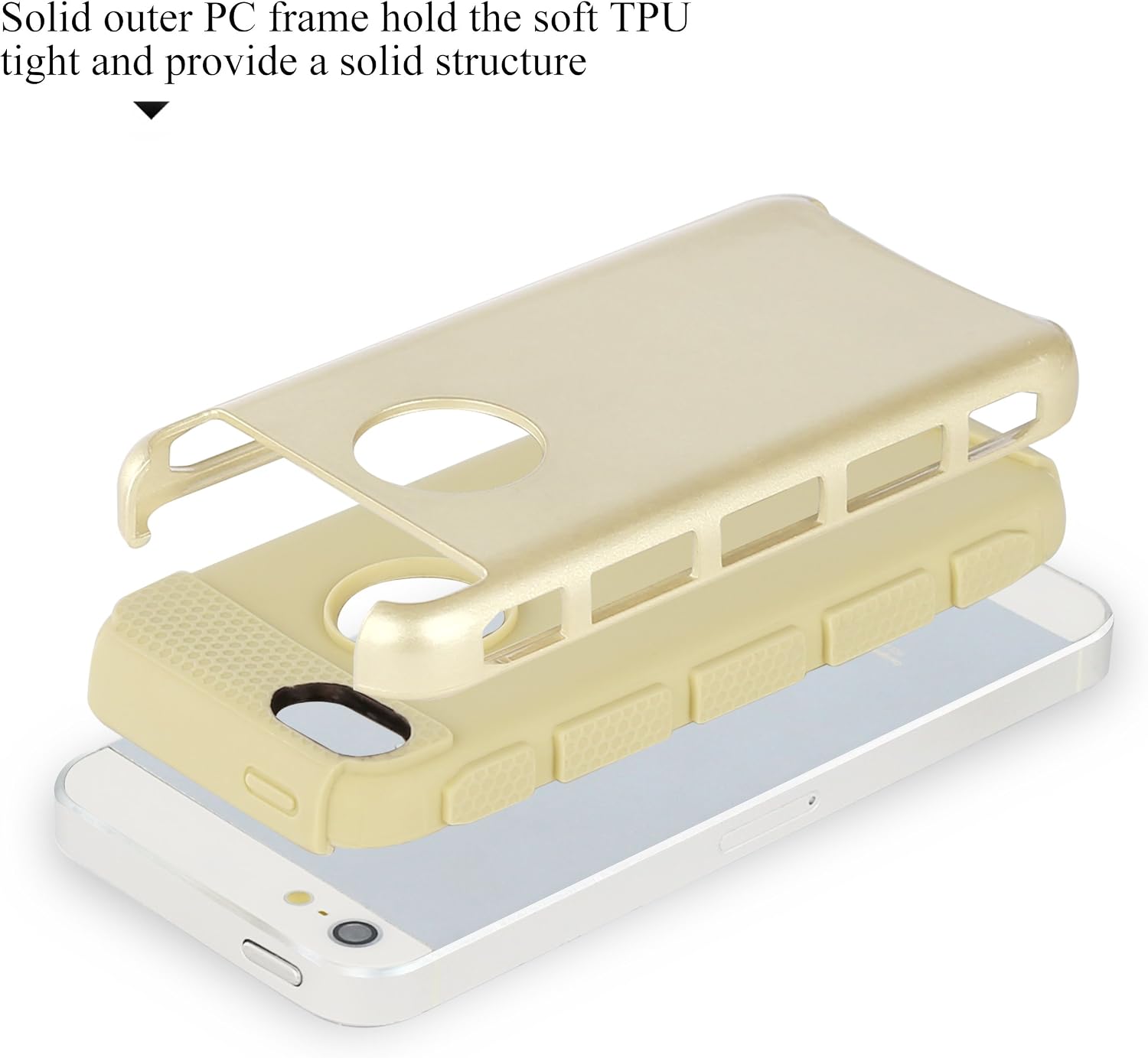 Ailun Phone Case Compatible with iPhone 5s iPhone Se iPhone 5 Soft TPU Bumper Hard Shell Solid PC Back Shock Absorption Anti Scratch Hybrid Dual Layer Slim Cover Gold