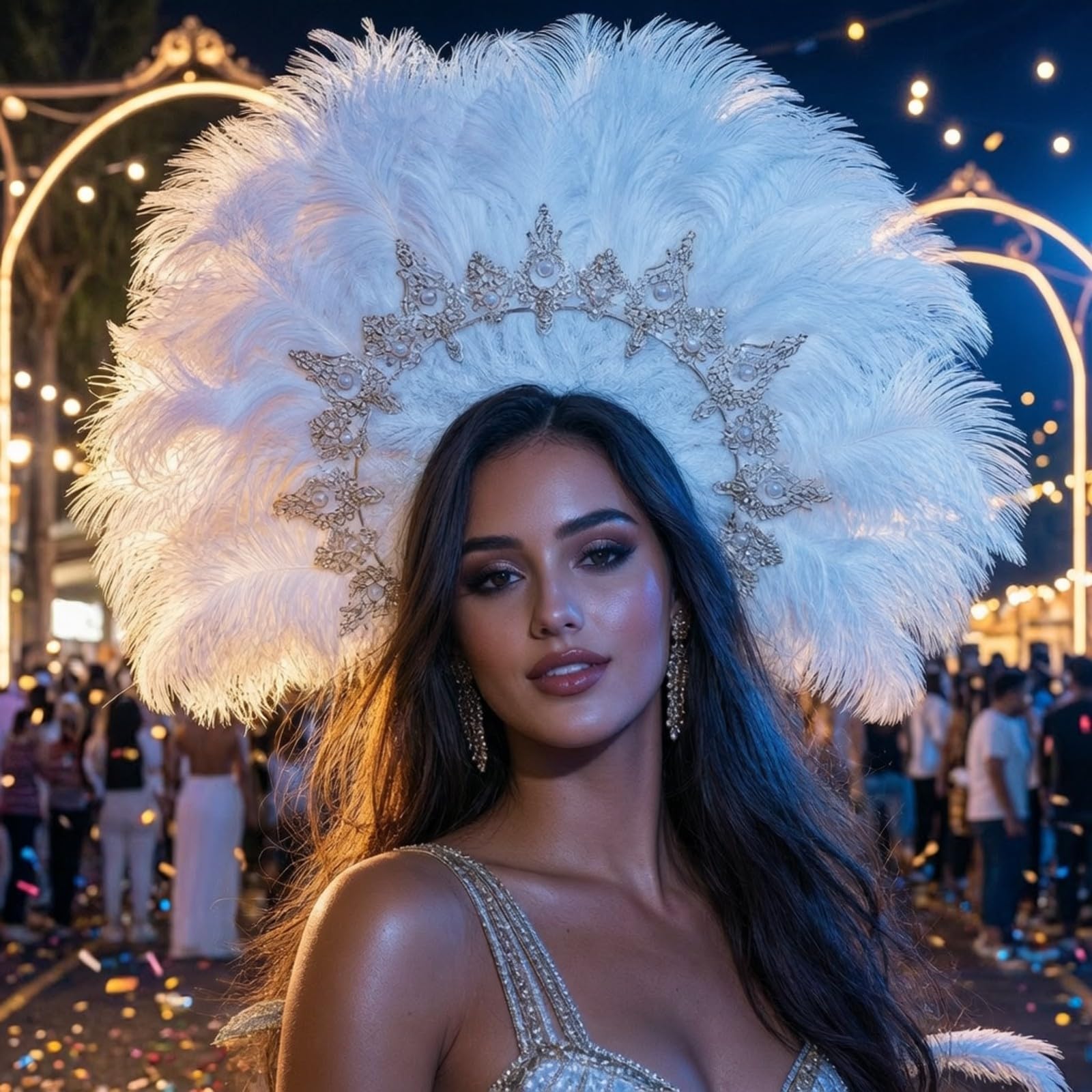 Adorno Plumas Ligero | Dorado corativo, Corona, Gran, Accesorio, para Carnaval, escenario, Actores, Rojo