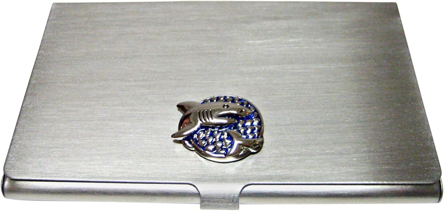 ブルーandシルバーToned Sharkビジネスカードホルダー