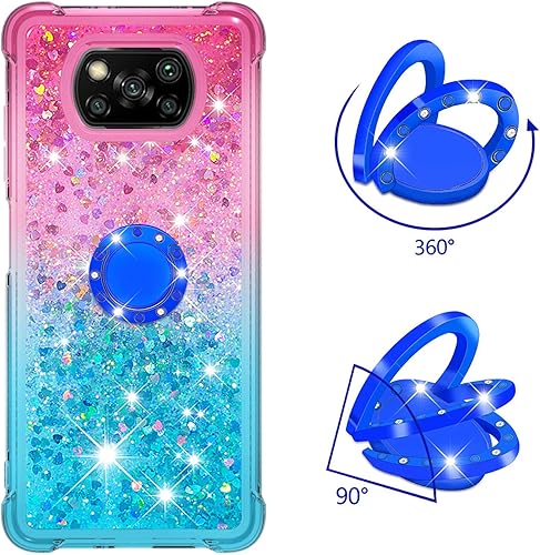 Miniatura 3 de Monwutong Funda de teléfono para Xiaomi Poco X3 NFC, funda para Xiaomi Poco X3 Pro, carcasa de TPU con efecto arena movediza brillante con cuatro
