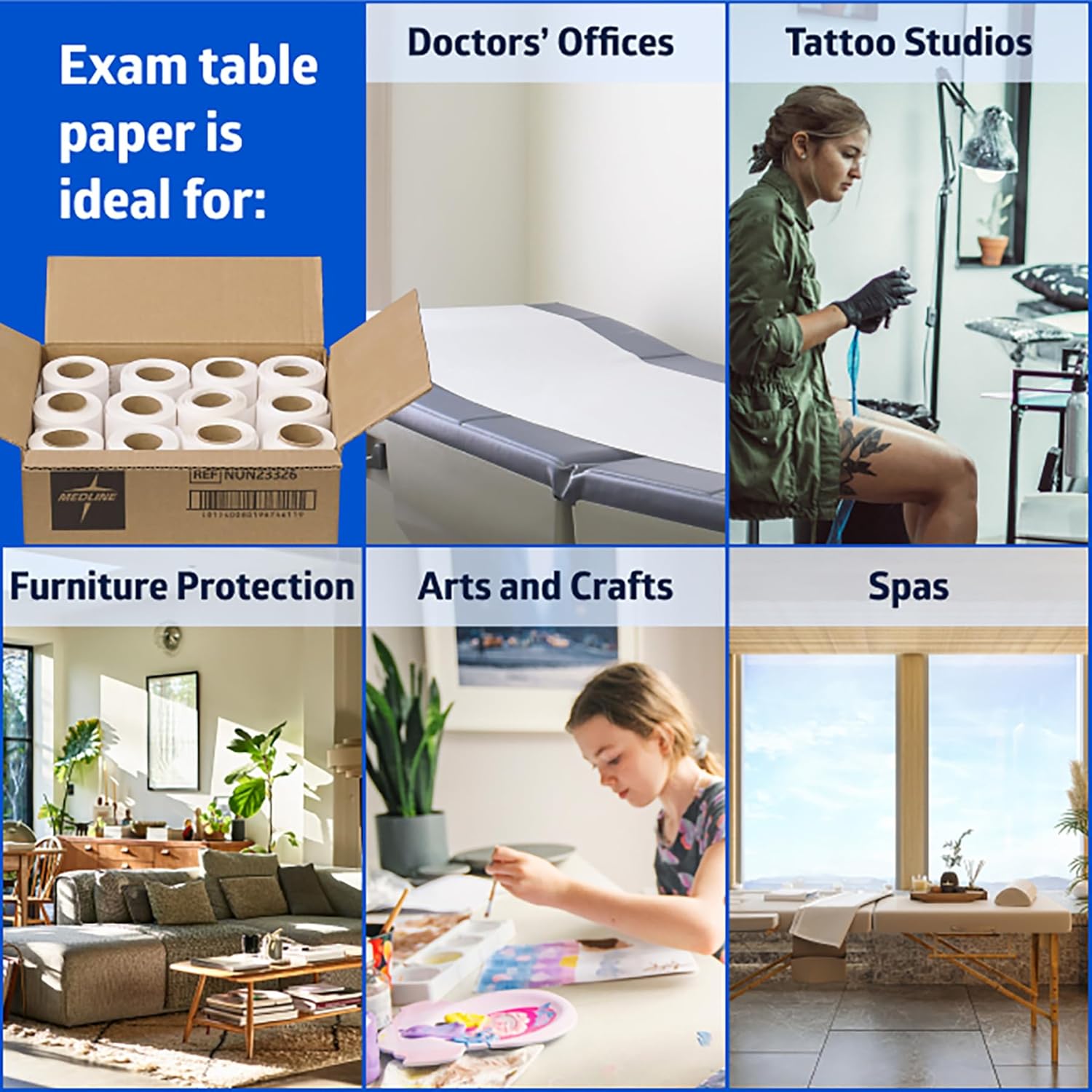 Medline Medical Exam Table Paper, Smooth Table Paper, 20-21 inches x 225 feet, Case of 12 Rolls - Image 6