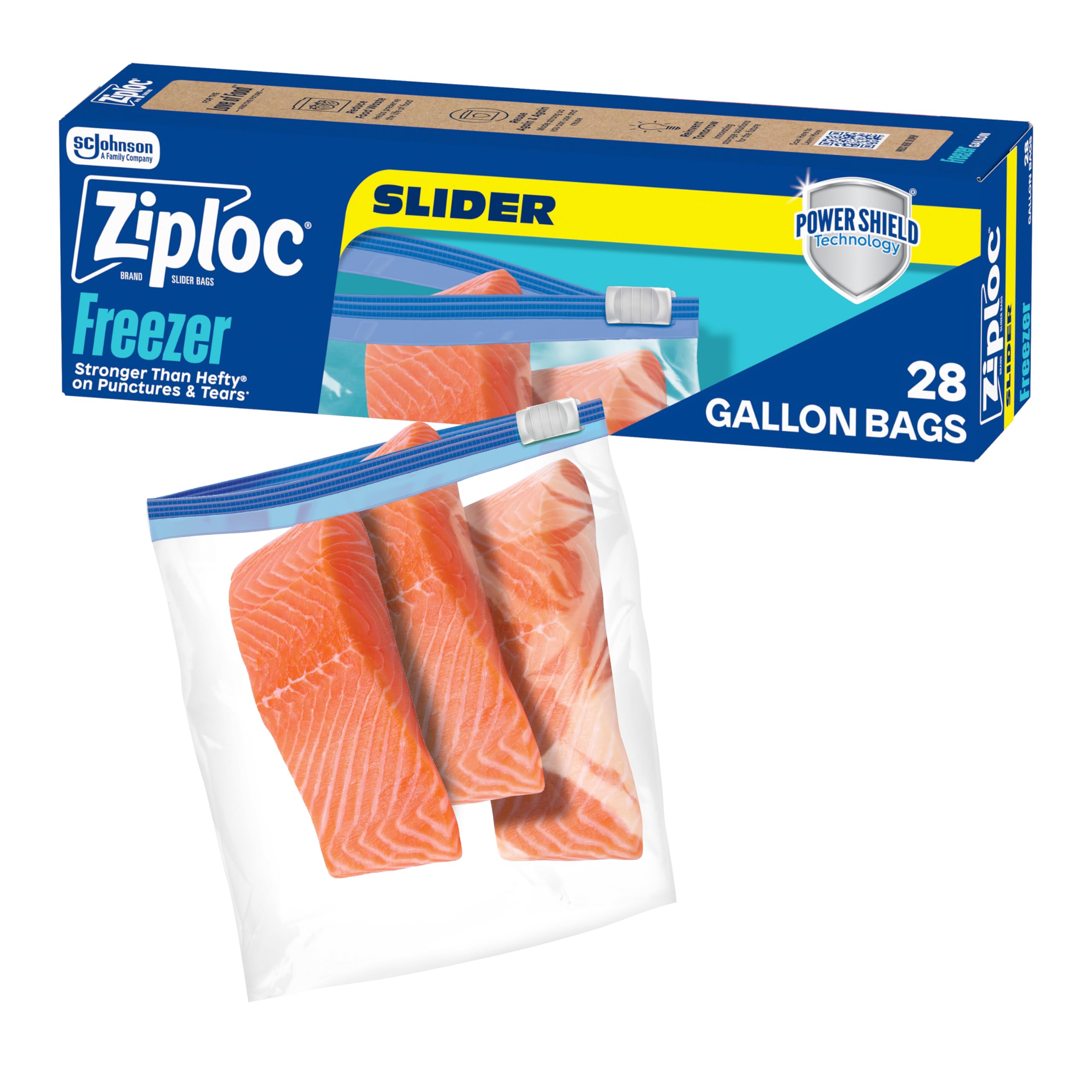 Ziploc Gallon Food Storage Freezer Slider Bags, Power Shield Technology for More Durability, 28 Count (Packaging May Vary)