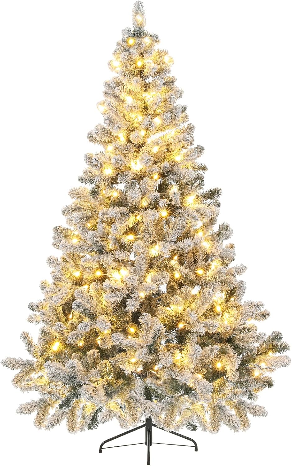 6ft Prelit Christmas Tree, 6Ft/1.8M Pre-Lit Artificial Christmas Tree, Snow Flocked Pre-Lit Pencil Spruce Xmas Tree with Incandescent Lights & Foldable Stand Hinged for Home Indoor Decor