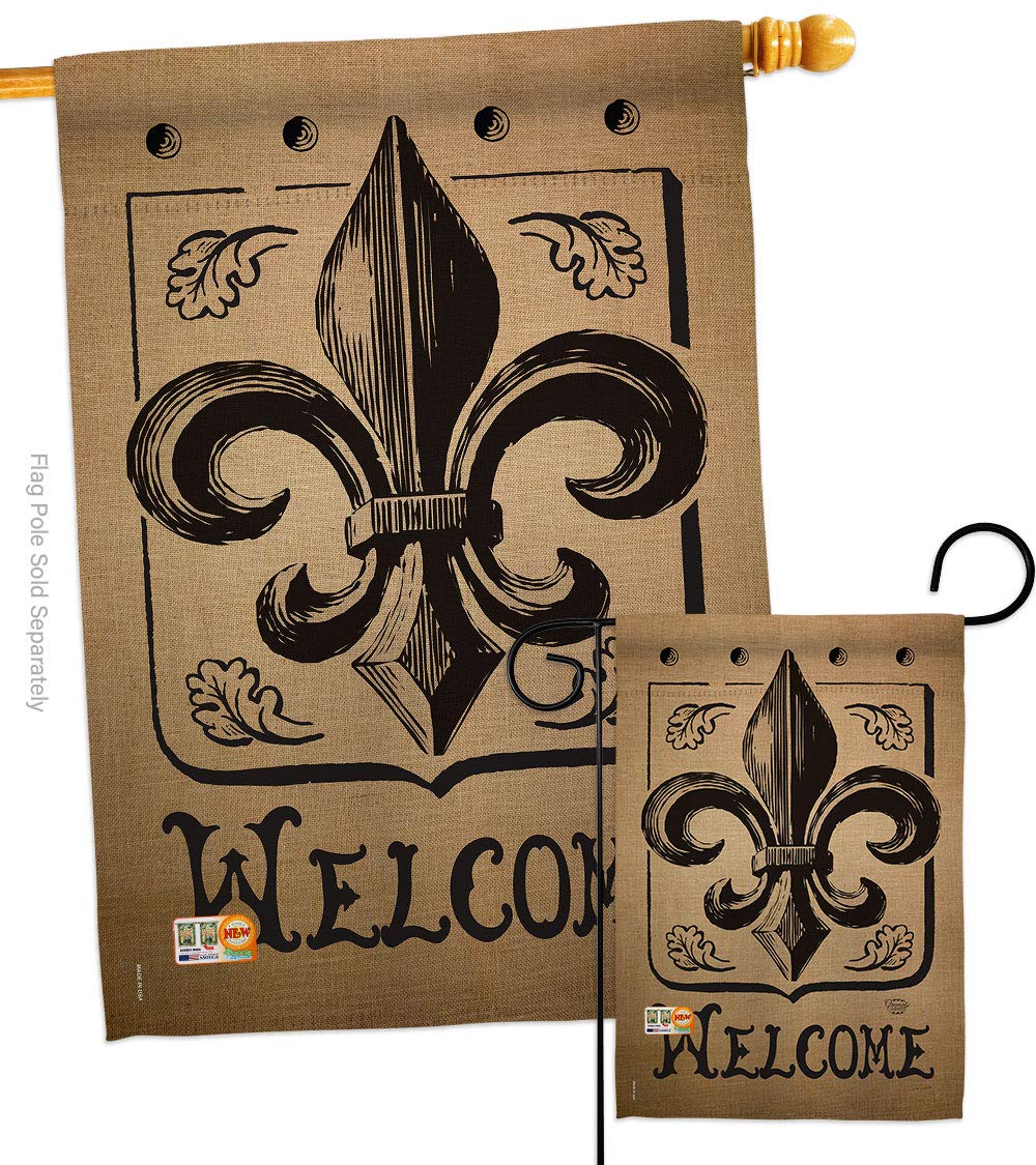 Diamond Fleur De Lis Gartenflagge (28 X 40 Zoll) – Doppelseitig, Witterungsbeständig, Für Karneval & Frühling, Made In USA