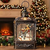 Vista 15 de Árbol de Navidad iluminado de 10 pulgadas, con música, globo de nieve, decoración de purpurina giratoria para el hogar de Navidad, sala de estar