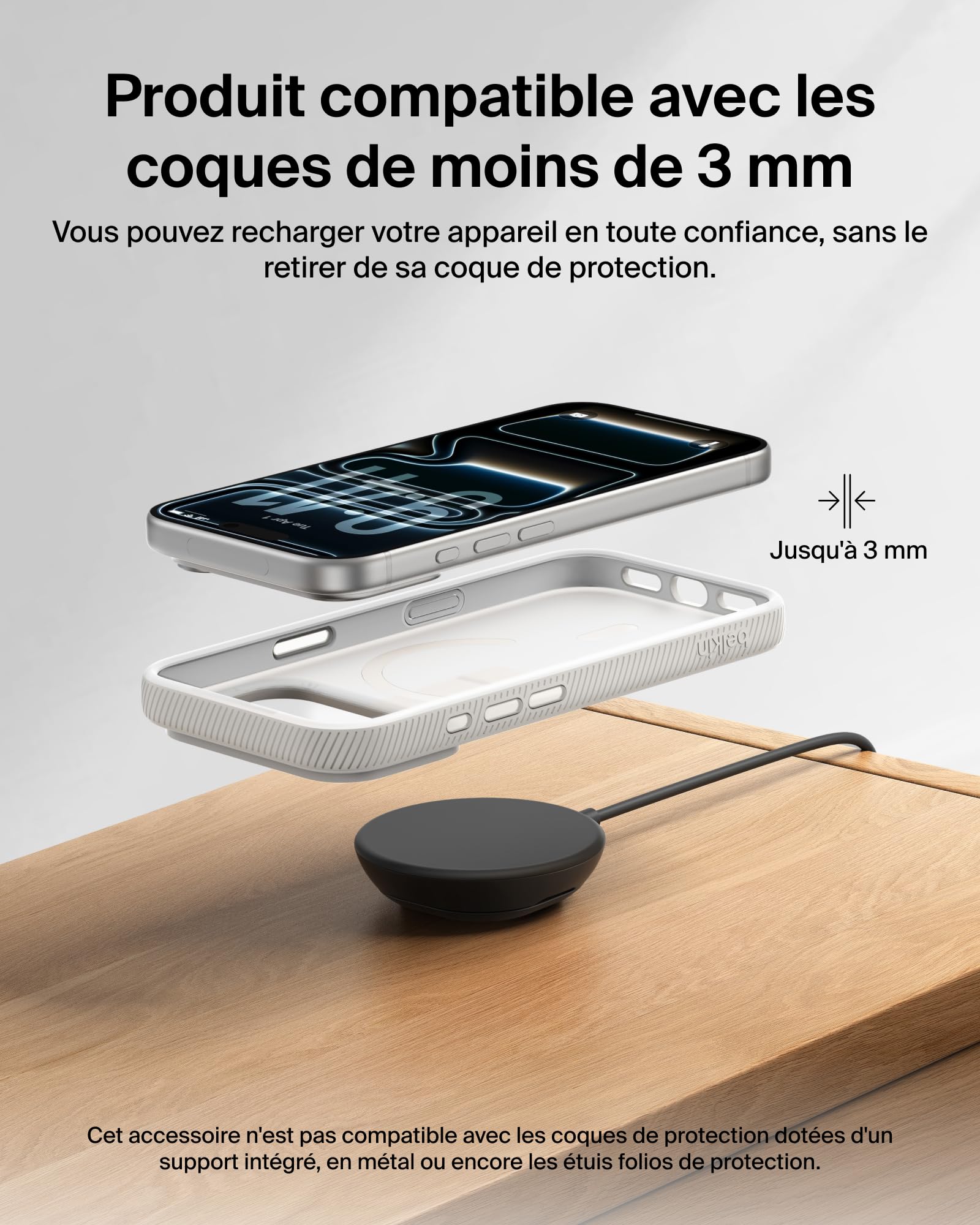 Belkin UltraCharge Chargeur Magnétique Qi2 25 W, Chargeur sans Fil Rapide, MagSafe avec Technologie De Refroidissement Passive, Support pour L'iPhone 17 (Tous Modèles), Pixelsnap, AirPods Pro - Noir