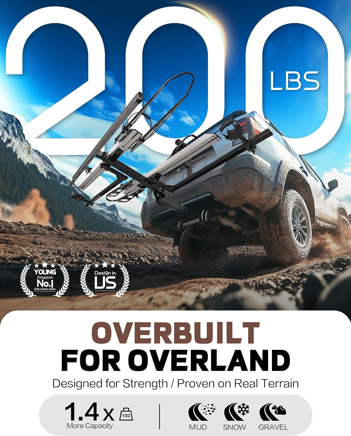 Bike rack attached to the rear of an SUV