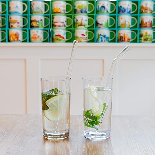 Miniatura 3 de Youngever Surtido de pajitas de vidrio reutilizables, 9 pulgadas, ecológicas con cepillo (paquete de 16 unidades, transparentes)